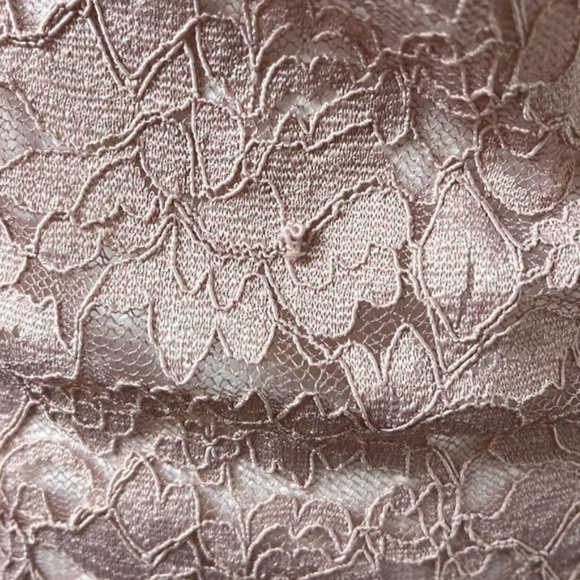 Pink stretchy long sleeve mock turtleneck lacy sheer blouse/top size medium - Picture 6 of 10